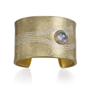 Todd Reed cuff bracelet in 18k yellow gold, white brilliant cut diamonds (~2.38ct), and spinel (~8.63ct)